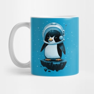 Space Penguin in Blue Mug